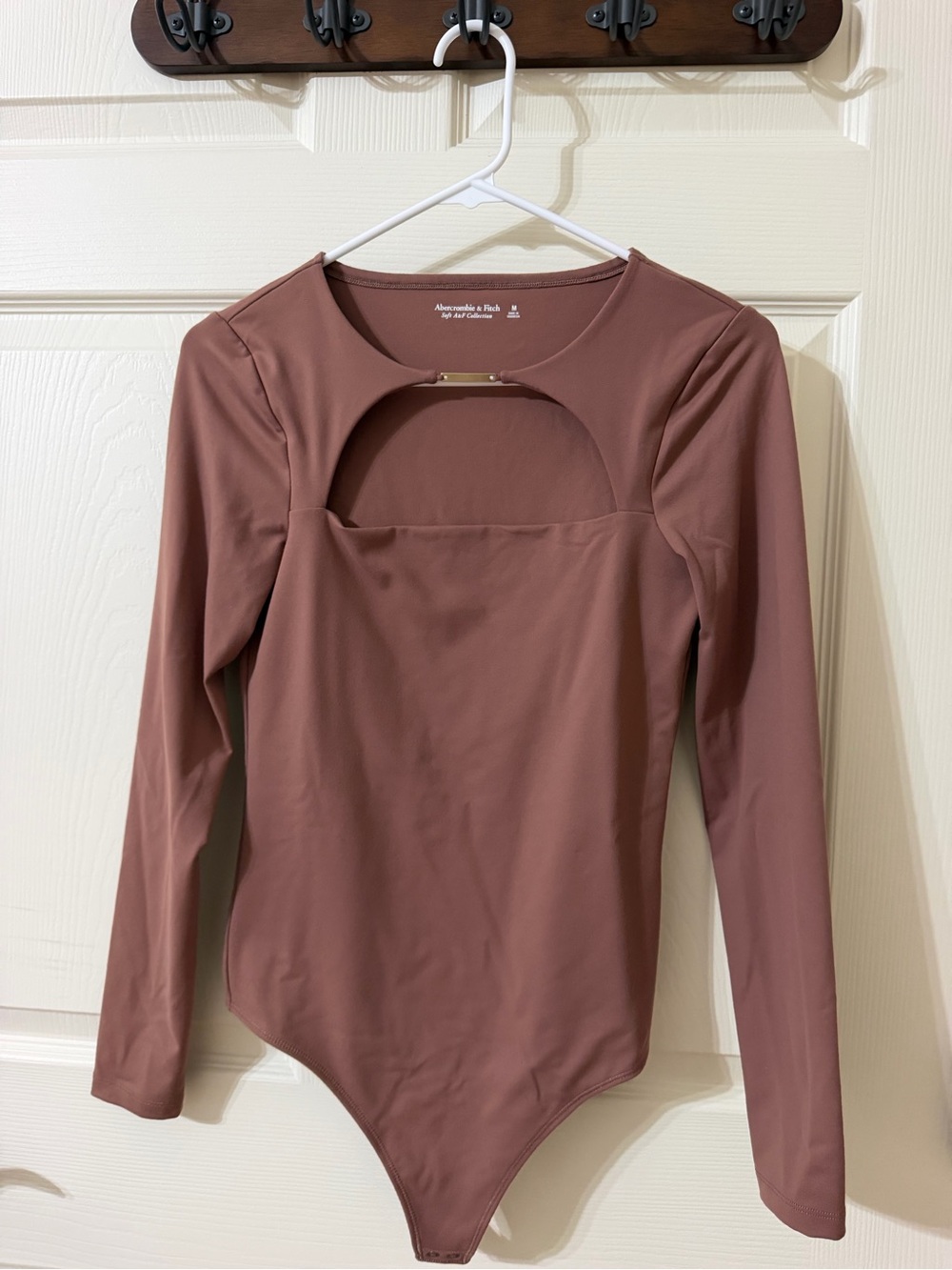 Abercrombie & Fitch Rose Brown Long-Sleeve Cutout Bodysuit